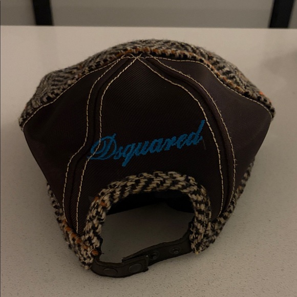 DSQUARED Brown and Blue Herringbone Cap - Picture 2 of 4